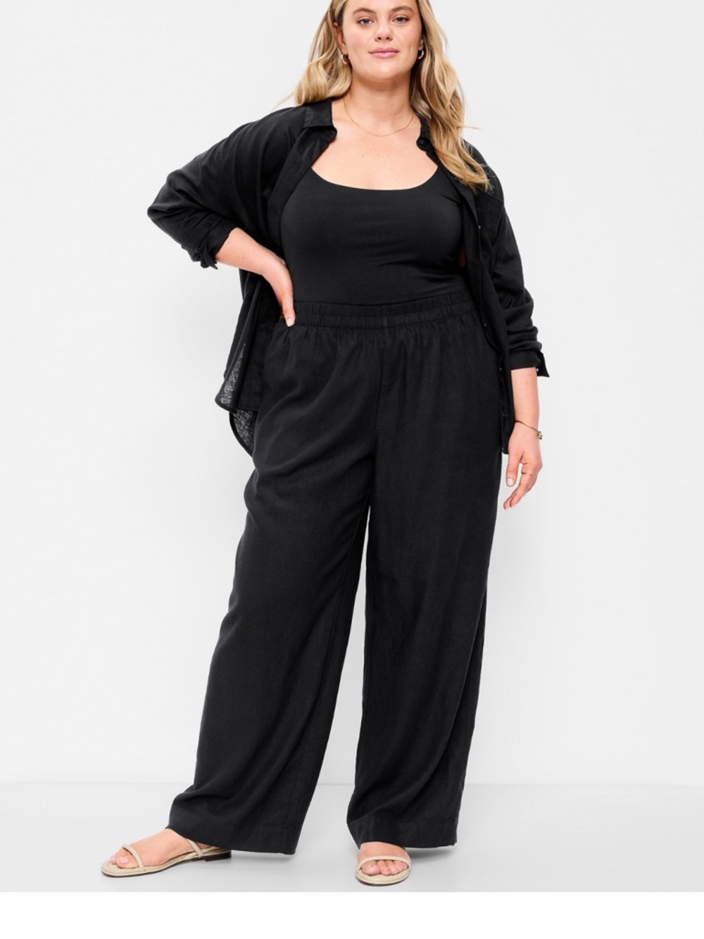 Old Navy Black Wide-Leg Pull-On Pants for Women